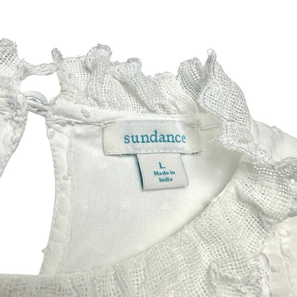 Sundance | Women | Ivory Prairie Farm Ruffled Lace Bib Collar Blouse | Sz Large - Picture 8 of 16